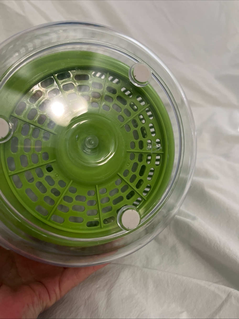Green Plastic Salad Spinner with Clear Lid - Kitchen Tool